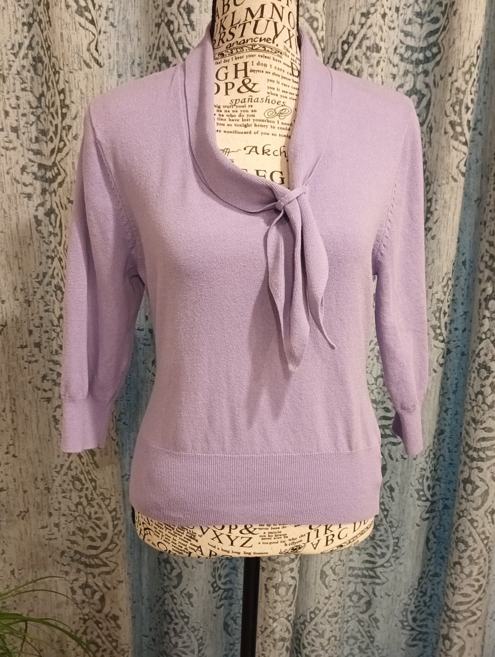 George Lavender Tie-Front Scoop Neck Sweater